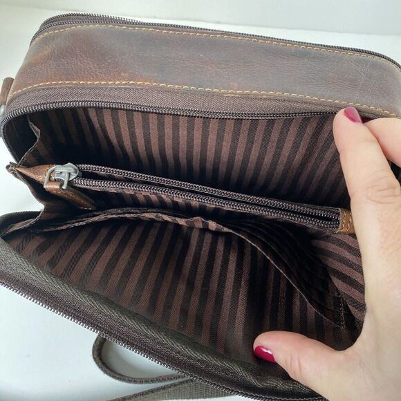 Jack Georges Leather Double Zippered Crossbody Bag Voyager #7195 NWOT - Picture 11 of 13